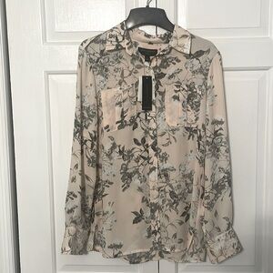 Banana Republic blush & gray floral blouse, size Small
